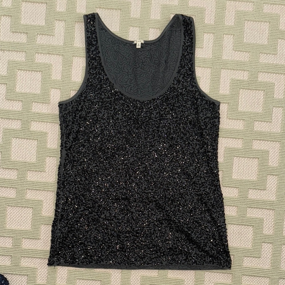 Black Sequin Sleeveless Top